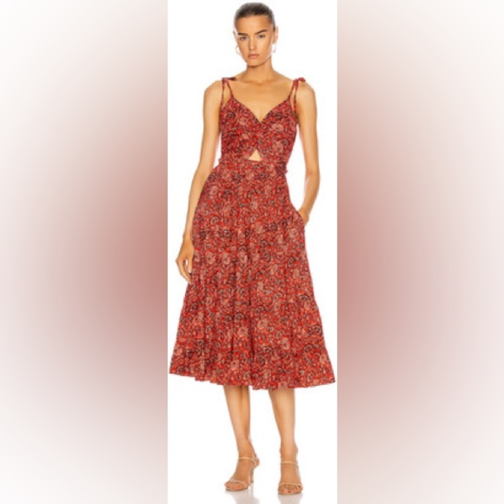 Ulla Johnson Kali Twist Front Red Dress size 4